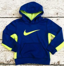 NIKE 4 Boys Blue Lime Green Therma-Fit Sweatshirt Hoodie VGUC 4