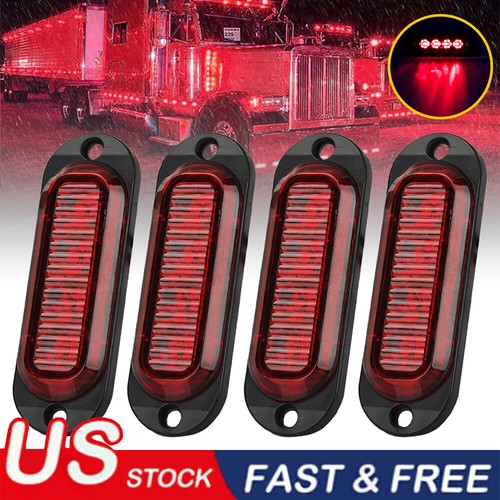 4x Red 4-LED Side Marker Lights RV Truck Trailer Clearance Light Lamp Waterproof - Bild 1 von 12