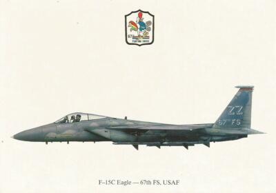 Squadron Prints F-15C Eagle 67 FS ''Fighting Cocks'' USAF Profil Postkarte