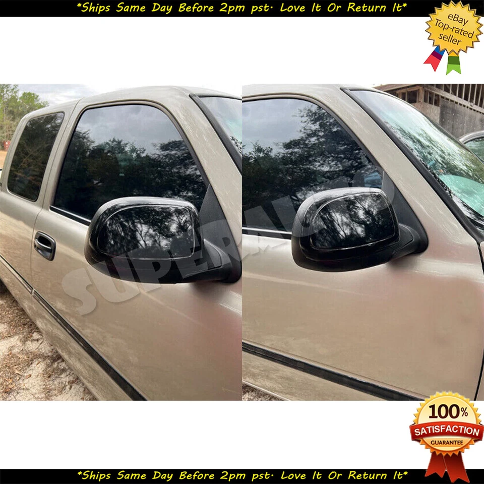 Se adapta a 99-06 Chevy Silverado Sierra 2 piezas cubierta superpuesta de espejo NEGRA Tahoe Yukon Foto 3 de 3