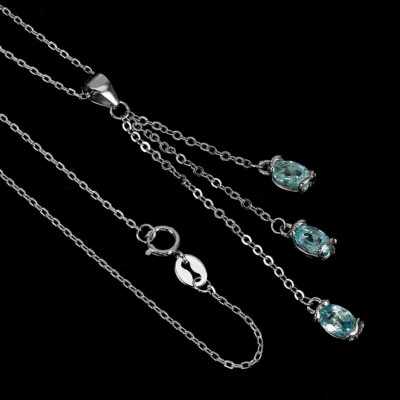 925 Sterling Silver Necklace Oval Apatite 6x4mm Gemstone Jewelry 18