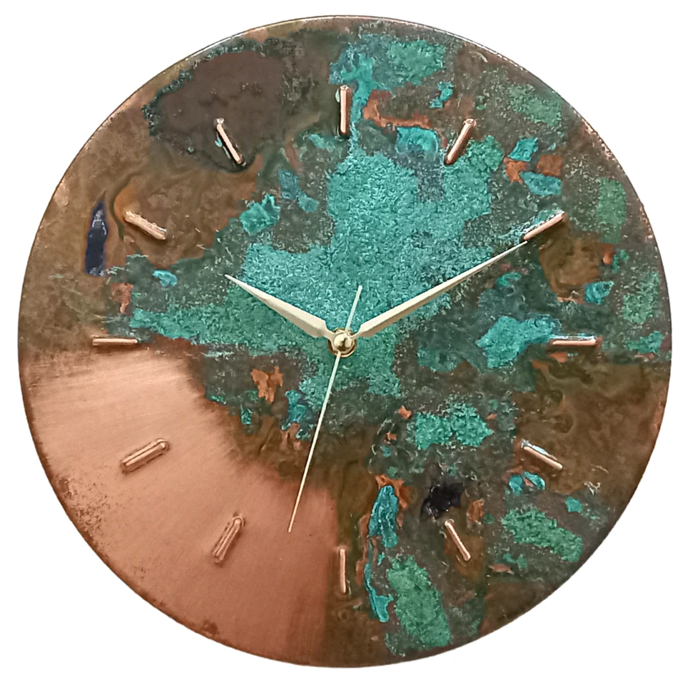 Mid Century Modern Silent Wall Clock, Handmade Original Copper Wall Decor - Image 2 of 4