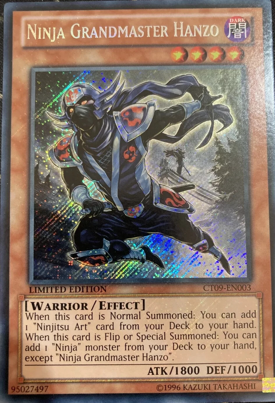 Ninja Grandmaster Hanzo Limited Edition Secret Rare CT09-EN003 YuGiOh TCG Card-image