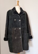 MADE IN FRANCE MANTEAU VESTE SHEARLING MOUTON RETOURNÉ CUIR TRES BON ETAT 