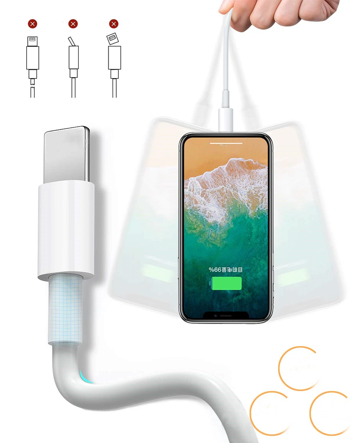 USB Charger Cable Data Cord Wholesale For iPhone 6 7 8 Plus XR X 11 12 13 14 Pro image 5