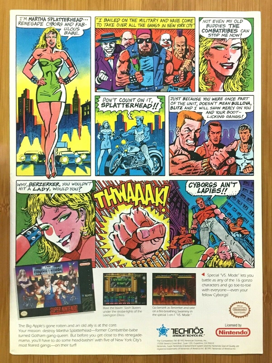 The Combatribes SNES Super Nintendo 1993 Print Ad/Poster Authentic
