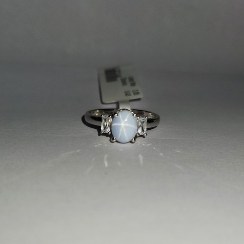 Handmade Lab Created Lindy star sapphire and zirconia sterling silver ring - Picture 2 of 9