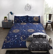 Modern Celestial Duvet Cover Set Space Foil Print Reversible Bedding Bed Set