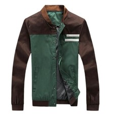 Mens Two Tone Baseball Jacket Biker Motorcycle Blazer Coat Top Slim Outwear SPW