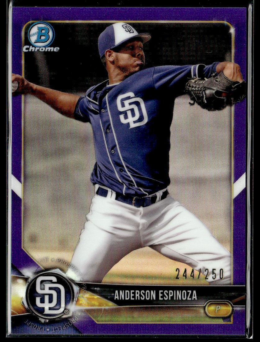 2018 Bowman Chrome BCP220 Anderson Espinoza Purple /250 Padres SN Baseball Card