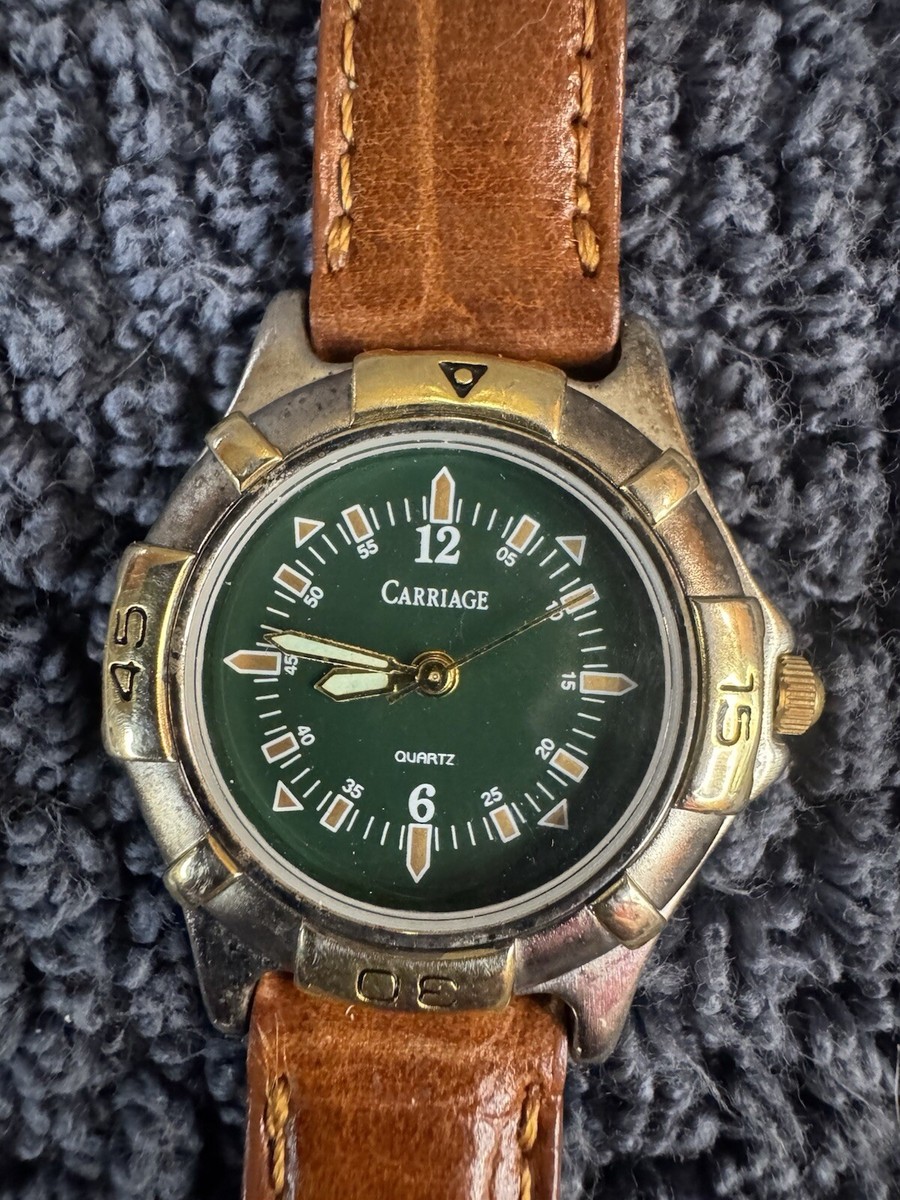 Vintage Carriage Gold and Brown  Quartz Watch 90s Elegant Carriage Watch for Her | Small Vintage Carriage  main image 4