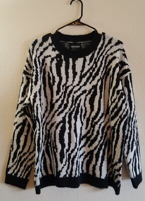 Heimish Sweater Large Zebra Print Heavyweight Knit NWT 