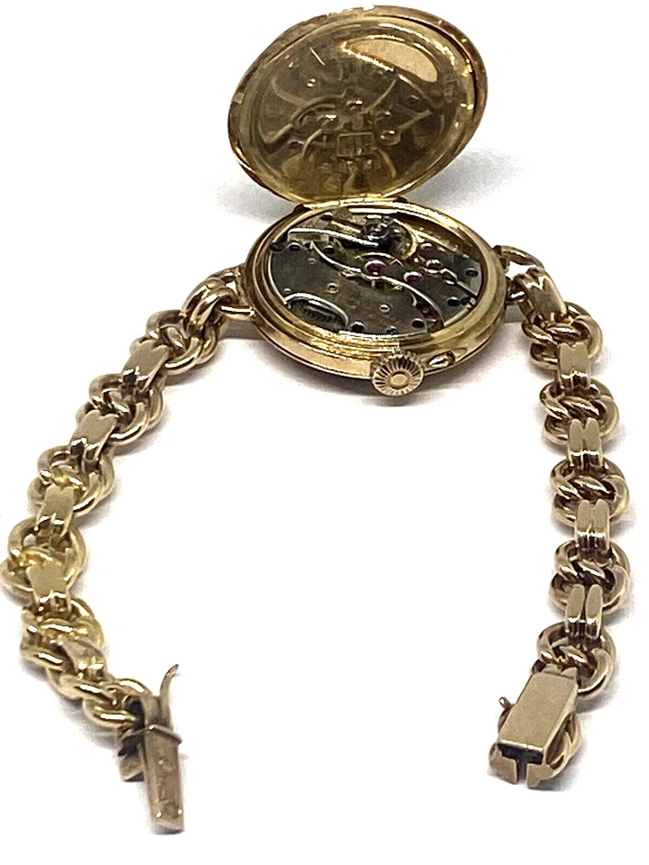 14k.Yellow Solid Gold ''AUG.'Ericsson' WatchVintageUnisex Swiss made.31mm.15Jew. - Image 4 of 4