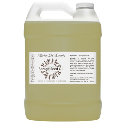 Borage seed oil 100% pure organic GLA 22% cold pressed hair skin 128 oz non gmo