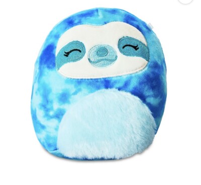 Squishmallow 5 in. Emmi The Blue Tye-Dye Sloth With Eyes Closed.