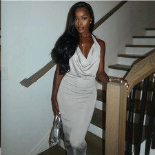 Maxi Backless Straight Neck Evening Dress