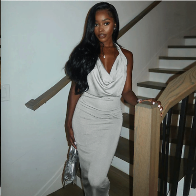 straight cut neckline dress Maxi Backless Straight Neck Evening Dress