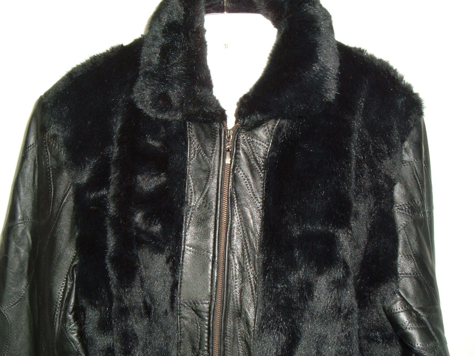 Genuine Leather Jacket Patchwork Black Navarre It… - image 2