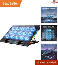 High-Performance Gaming Laptop Cooler with RGB  4 Adjustable Heights - Black