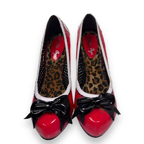 Bettie Page Shoes by Ellie Ginger 5" Bow Stiletto Heels Women's 6 - Picture 3 of 10