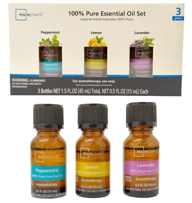 MAINSTAYS Essential Oils Gift Set Aromatherapy 15ml Pure Natural Fragrances Diffuser Xmas