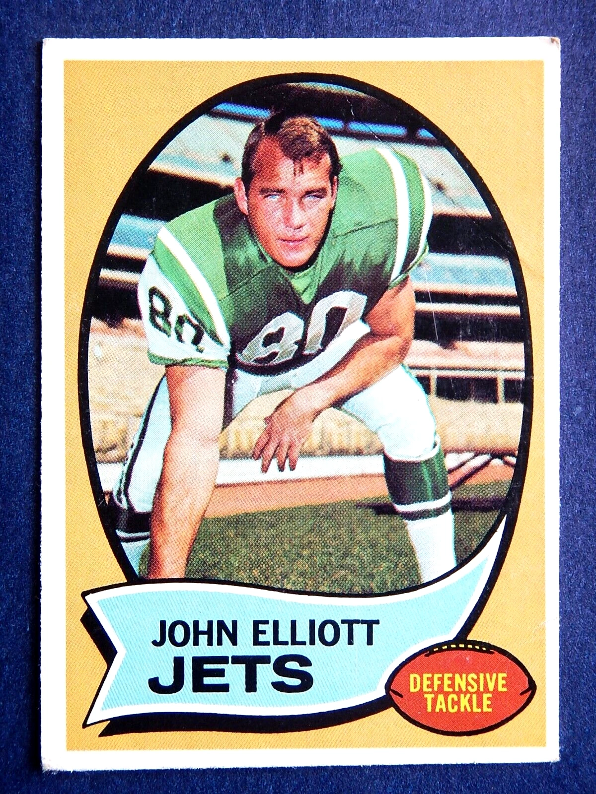 John Elliott #54 Topps 1970 Football Card (New York Jets) *G