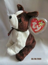 TY BEANIE BABY SPORT - BROWN AND WHITE DOG - MINT - RETIRED