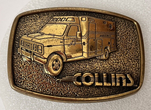 Vintage Collins Ambulance Paramedic Solid Brass Belt Buckle