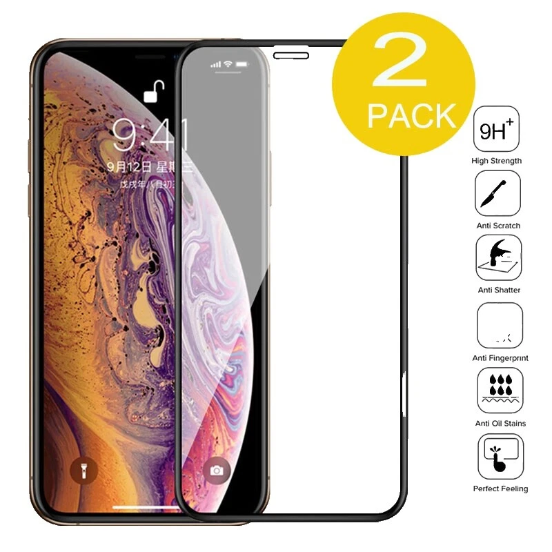 Black Tempered Glass Screen Protectors for Apple iPhone X