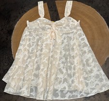VTG VICTORIA'S SECRET GOLD LABEL TEDDY BABYDOLL NIGHTIE M IVORY COQUETTE SHEER