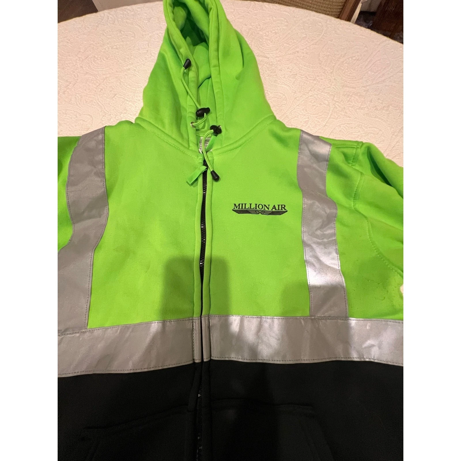 Million Air Hi Vis Reflective Hoodie L Neon Green Streetwear Utility Workwear - product detail image 4