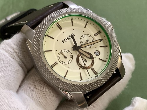 Fossil Nate FS5108 Brown Leather White Dial Chronograph Date Quartz Men's Watch - Picture 8 of 19