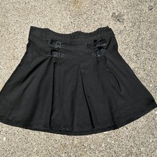 Hot Topic Miniskirt Black with Leather Buckles Large Pleated. Goth Metal Y2K