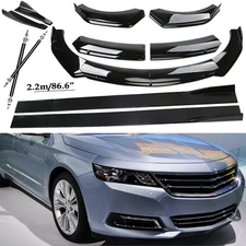 Front Bumper Lip Spoiler Side Skirts Rear Glossy Black For Chevrolet Impala