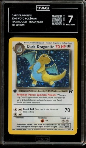 Pokemon Dark Dragonite Team Rocket 1st Edition Holo Rare #5 TAG 7