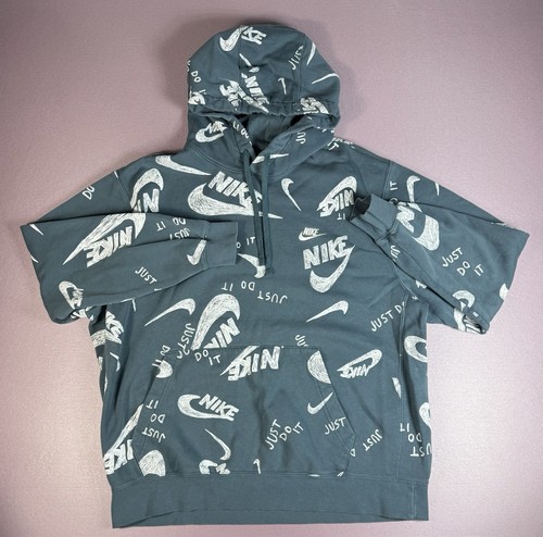 Sudadera con Capucha Nike Para Hombre Talla XL Estampado Completo Verde Swoosh Sudadera AOP - Imagen 2 de 4