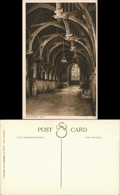 Postcard London Westminster Hall Insight View Innenansicht 1920