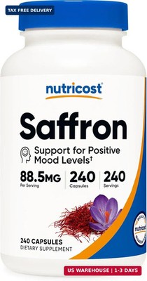Nutricost Saffron Extract 88.5mg, 240 Capsules - Veggie Caps, Non-GMO, Gluten Fr