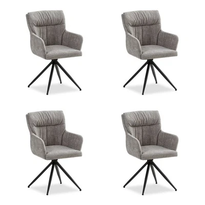 Chaise Salle à Manger Bureau Bistrot 4 Fauteuils Pivotant Tissu Gris Homestyle4u - Photo 1/4