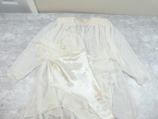 Vintage Negligee Set Ivory Robe Large Teddy Small Lace Beaded Wedding Romance
