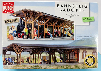 New BUSCH HO Scale Laser-Cut Real Wood Model Kit -Train Platform w/Roof #HO 1467