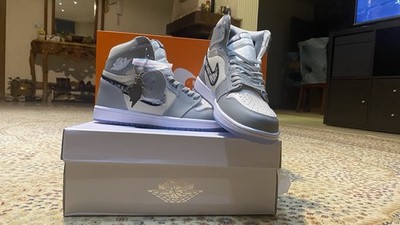 Jordan Air Jordan 1 High OG Dior Gray White Leather Men's High Top Sneaker