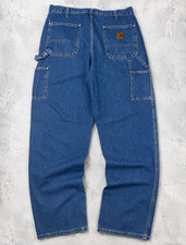Carhartt 813 DST Dungaree Fit Straight Leg Medium Wash Blue Denim Jeans 36x34