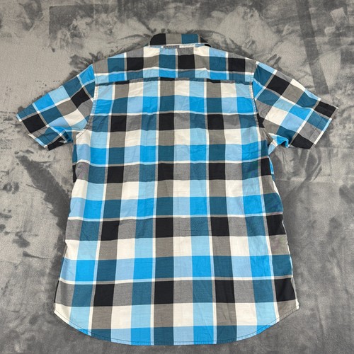 Camicia VANS L con bottoni multicolore blu a quadri classica tasca skate street surf - Foto 6 di 7