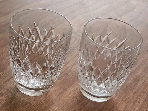2 Vintage Waterford Crystal Boyne Old Fashioned Tumbler Glasses 3 3/8" Tall