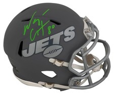 Wayne Chrebet Signed Jets SLATE Riddell Speed Mini Helmet - (SCHWARTZ COA)