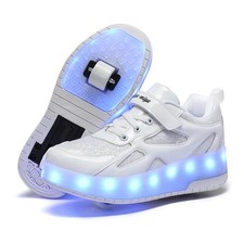 LED Roller Skate Shoes for Boys Girls Light Up Roller Sneakers with Detachabl...