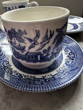 Vintage Churchill Blue Willow Porcelain Tea Set, Made in England