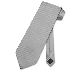 Vesuvio Napoli NeckTie SILVER GREY Striped Vertical Stripes Mens Neck Tie