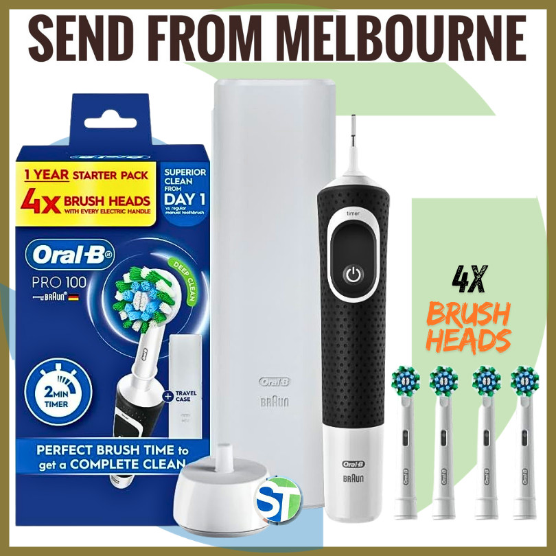 Braun Oral-B Pro 100 Deep Clean Electric Toothbrush 4x Cross Action Brush Heads